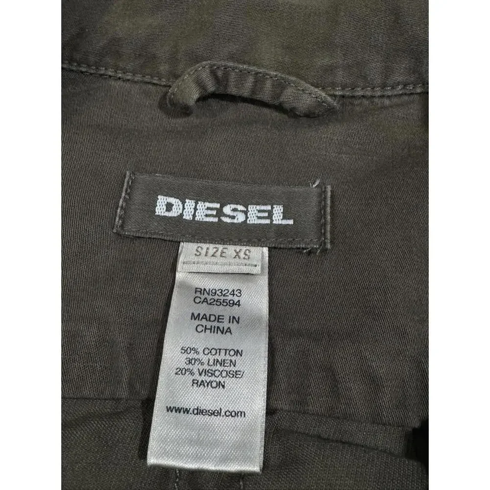 Diesel Green Woven Collared Short Sleeve Utility Cargo Dress Sz XS - Picture 6 of 6